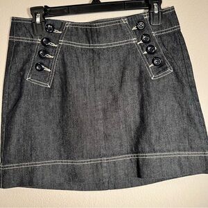 GAP Black Denim Mini Skirt Button Accent